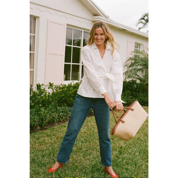 TUCKERNUCK White Tie Front Bow Bea Blouse Size XXL NWT Retail $168 Tuckernuck - Picture 5 of 8